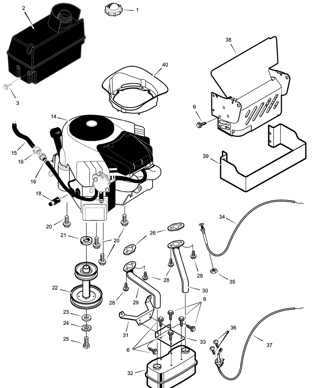 Engine Mount Assembly Diagram and Parts List for 465604X50A 2003 Briggs and Stratton Lawn Tractor